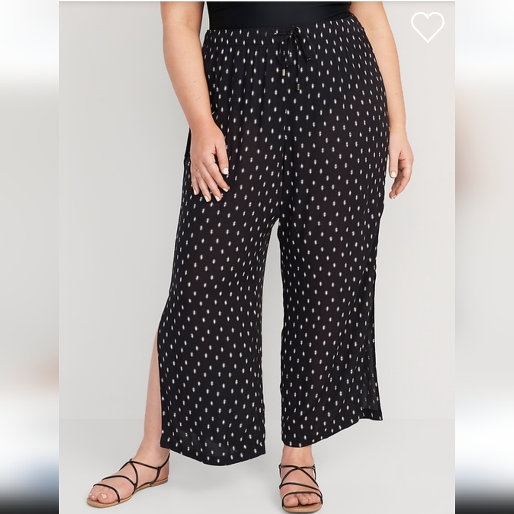 High-waisted lightweight wide-leg cover up pants